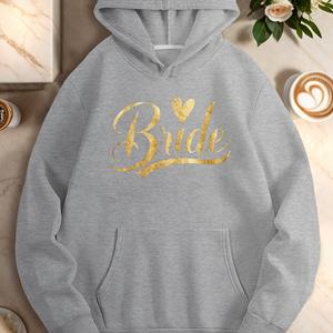 Heart <b>Bride</b> Women's Printed Knitted Casual Hooded <b>Hoodies</b> 100% Polyester - Product Image 3