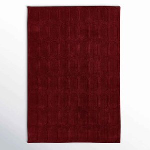 Modern Burgundy Geometric Wool Rug Hand Tufted Minimalist Area Carpet Luxury Living Room Bedroom Custom Size Rug Home Decor - Product Image 1