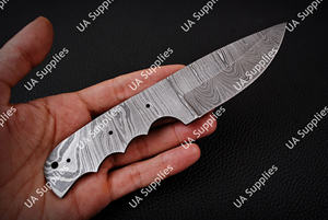 เหล็กดามัสกัสคุณภาพสูง ใบมีดเปล่าขนาด 8 นิ้ว ขายส่ง รับผลิตตามสั่ง (OEM) อุปกรณ์ทำมีดสำหรับล่าสัตว์ ตั้งแคมป์ และครัว - Product Image 3