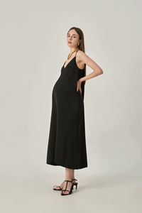 <b>Spaghetti</b> <b>Strap</b> Satin Sleeveless Regular Simple Minimalist Plain Dyed Natural Casual Breathable Loose Straight Midi Dresses - Product Image 4