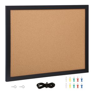 Tablero de Corcho de Doble Cara de 24 x 18 Pulgadas con Marco de MDF y Adhesivos, Tablero de Visión con 10 Pioneses, Tablero de Anuncios de Doble Cara de 24 x 18 Pulgadas - Product Image 1