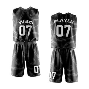 Ensemble short et maillot de basket personnalisé pour homme, grande taille, sans manches, antibactérien, imprimé par transfert thermique, 100% polyester respirant - Product Image 4