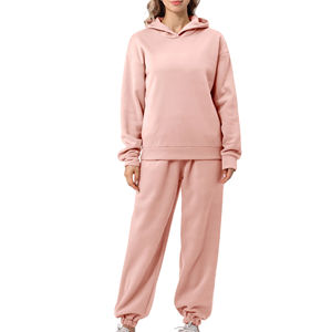 Survêtement décontracté pour femme en coton 100% de qualité supérieure, uni, automne, surdimensionné, deux pièces, personnalisé OEM - Product Image 1