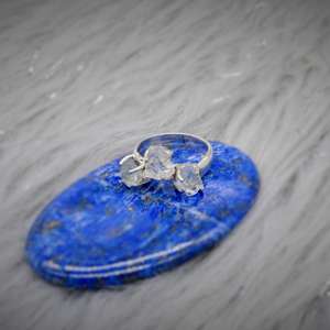 Bague unisexe en aquamarine brute, pierre précieuse naturelle non taillée, cristal, argent sterling 925, style bohème, pour mariage ou cadeau de fête - Product Image 4