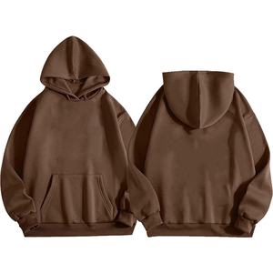 Latest Style New Arrival Streetwear Boxy Fit Hooded Collar with Embroidered Technics Solid Pattern Solid Color <b>Men</b> Cotton Hoodie - Product Image 1