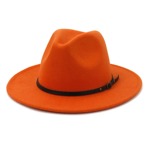 Chapeau Fedora en Laine Unisexe Jaune à Large Bord, Couleur Unie, Décontracté, Printemps-Été, pour Adulte, avec Bande Noire, Style Cowboy, Casquette de Baseball en Polyester - Product Image 2