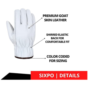 Gants de sécurité en cuir blanc, longueur poignet, non doublés, respirants, style uni, pour services professionnels, utilisation printemps-automne - Product Image 2