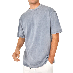Camisetas Largas de Algodón 100% Personalizadas al por Mayor para Hombre, Estilo Vintage, Lavado Ácido, Tallas Grandes, Ligeras con Logotipo Frontal - Product Image 5