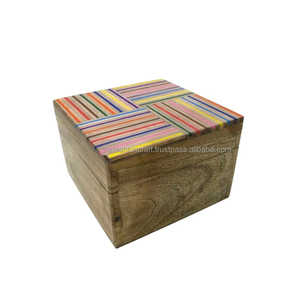 กล่องเก็บเครื่องประดับไม้ทรงสี่เหลี่ยม ดีไซน์ทันสมัย ทำมือ เป็นมิตรกับสิ่งแวดล้อม สำหรับใส่ดินสอสีครึ่งแท่ง ตกแต่งบ้าน วางบนโต๊ะ ของตกแต่งคริสต์มาส - Product Image 2