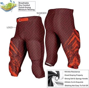 Men Football Game <b>Pants</b> Long Length Sports Protective <b>Padding</b> Practice Training Competitive American Football Matches 100% - Product Image 6