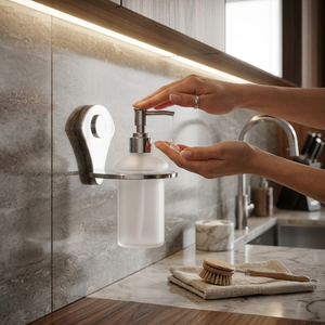 Support mural moderne en acier inoxydable Promixo pour savon liquide, finition chromée, antirouille, pour salle de bain - Product Image 3