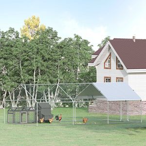 Amplio gallinero metálico con cubierta impermeable UV y valla de acceso para gallinas al aire libre - Product Image 2