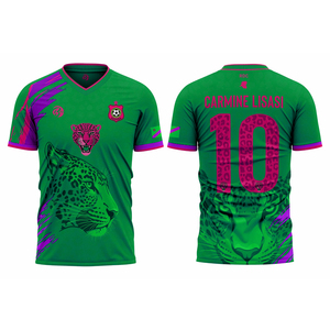 Camiseta de Fútbol Ligera con Cuello en V y Manga Corta para Adultos, Diseño Sublimado con Estampado de Leopardo 2026, RDC Nacional - Product Image 1