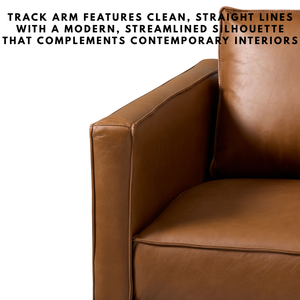 Leather <b>Sofa</b> for Mid Century Modern Living Room Cognac Genuine Leather Couch Minimalist Design Solid Wood Legs Leather <b>Sofa</b> - Product Image 3