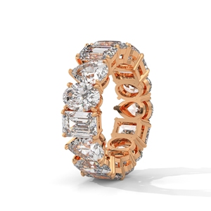 Rose Gold Seven Stone Bridal <b>Ring</b> Oval Pear <b>Emerald</b> Cut Diamond Band Wedding Engagement Jewelry - Product Image 2