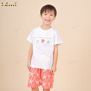 Conjunto de niño Babeeni de algodón 100% con estampado de estrellas de mar, color menta y coral, certificado OEKO-TEX, no tóxico, ignífugo, ODM, OEM, venta al por mayor - Product Image 5