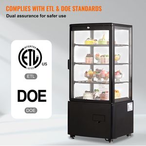 Vitrina Exhibidora de Pastelería Comercial de Vidrio con Iluminación LED, 3 Pies Cúbicos/85L - Product Image 6