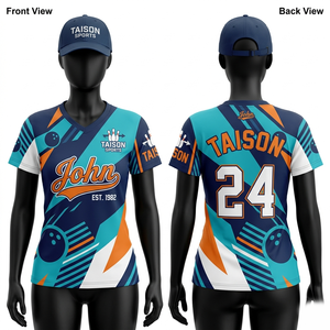 Jersey de Boliche Transpirable de Poliéster Premium de 160 GSM, Diseño de Panel Degradado Rojo y Negro, Impresión por Sublimación Personalizada, Ropa de Equipo - Product Image 2