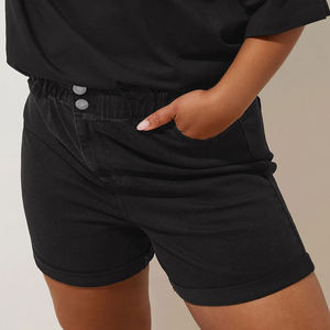 Pantalones Cortos Bermuda de Lona Negros de Cintura Alta para Hombre, Estilo Casual, Cierre de Botones, Bolsillos, Tejido Transpirable - Product Image 3