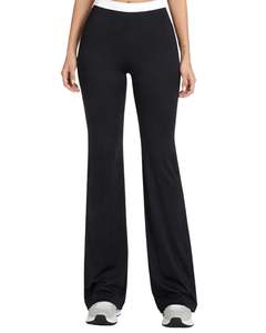 Ensemble de sport personnalisé pour femme : soutien-gorge contrastant noir et blanc et pantalon évasé taille haute extensible pour yoga, fitness et gym – Vente en gros OEM personnalisée - Product Image 6