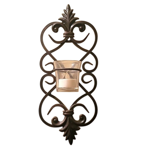 Applique murale en métal doré style antique, bougeoir vintage en fer suspendu, porte-bougie hurricane pour décoration murale de maison et de mariage - Product Image 2