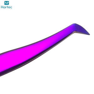 Pince à épiler multi-outils pour extensions de cils et volume, dégradé violet, en acier inoxydable durable, à pointe incurvée et droite, lot de 8 pièces - Product Image 5
