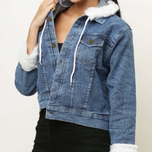 Ladies Jean <b>Chore</b> <b>Jacket</b> Durable Denim Workwear Stylish Casual Outerwear Wholesale Factory Supplier Oversize Denim <b>Jacket</b> High - Product Image 4