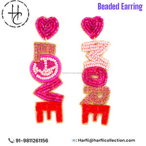 Pendientes bordados con cuentas: Joyería Bohemia, étnica y de San Valentín para mujer, pendiente bordado hecho a mano de San Valentín - Product Image 3