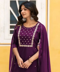Conjunto Étnico Moderno para Mujer, Top, Pantalón y Dupatta con Bordado de Rayón, Ropa de Fiesta India/Pakistán, Regular 85902 SAHAJANAND- SI:-374 - Product Image 3