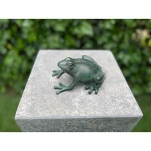 Adornos de Mesa en Miniatura de Rana de Metal, Acabado Verde Antiguo, Escultura de Rana de Hierro Fundido Hecha a Mano - Product Image 2