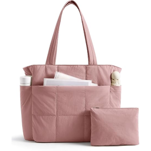 Women’s Quilted <b>Tote</b> Bag, 15.6 Inch Laptop Work Handbag, Top Handle Shoulder <b>Tote</b> with Pocket for Office, Business, Travel - Product Image 5