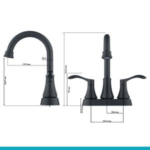 Rubinetto per lavabo bagno camper nero opaco a 2 maniglie con 3 fori, set di scarichi a scomparsa in acciaio inossidabile, rubinetti per lavabo di alta qualità - Product Image 6