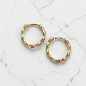 Pendientes de Aro Redondos de Latón Chapado en Oro de 18K, Estilo Burbuja, DIY, de 15mm, con Cuentas Gruesas y Texturizadas, Tipo Huggie, Accesorios para Oreja, Joyería de Moda Minimalista - Product Image 5