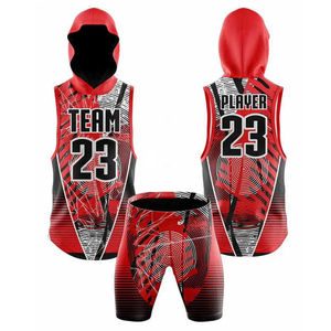 Custom Sublimated Basketball Jersey Set Gradient Blue Yellow Hooded <b>Tank</b> Top With Elastic Waist Shorts Unisex Adult Apparel 2026 - Product Image 5