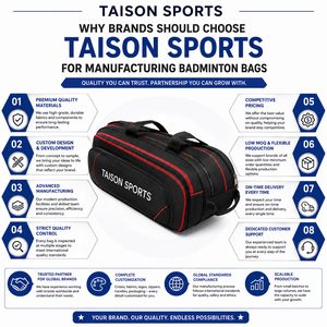 กระเป๋าแบดมินตัน TAISON SPORTS รุ่นพรีเมียม 420 GSM PU ความจุ 30-40 ลิตร สีกรมท่า ขาว แดง  โลโก้สั่งทำได้  แบบสองช่อง - Product Image 5