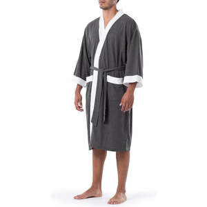 Peignoirs à manches longues pour hommes RABUSH SPORTS avec poches, 100 % coton, absorbants, vêtements de nuit décontractés d'été - Prix de gros - Product Image 2