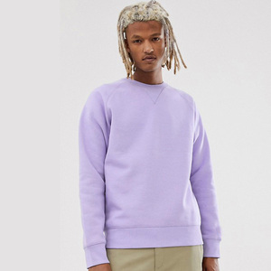 <b>Men's</b> Lavender Crewneck Sweatshirt Regular Fit Knitted Cotton Solid Color Casual O-Neck <b>Pullover</b> Autumn Wear - Product Image 4