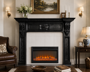 Black <b>Mantel</b> Surround Decorative Wooden Classic Carved <b>Mantel</b> Custom Sizes Custom Design Decorative <b>Mantel</b> Frame - Product Image 4