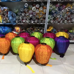 Silk Lanterns Painted Bamboo Silk Lanterns Decorative <b>Lights</b> For Hotel Restaurant Garden Vietnam Silk Lanterns - Product Image 1