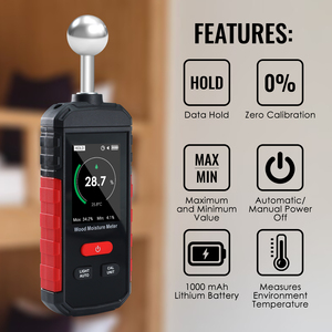 Digital Wood Moisture <b>Meter</b> with Multi-Function <b>Humidity</b> Detector 0~100 % RH Rechargeable with Alarm Function - Product Image 2