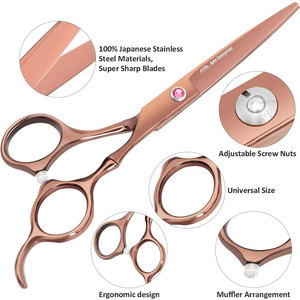 Brown Professional Hair Styling <b>Tools</b> Barber Hairdressing Thinning Scissors and Straight <b>Shears</b> Hair Cutting Scissors Set - Product Image 5