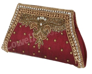 Lowellcraft Womens Handcrafted Satin Embroidered <b>Clutch</b> Purse L-28 for Bridal Casual Party <b>Wedding</b> - Product Image 1