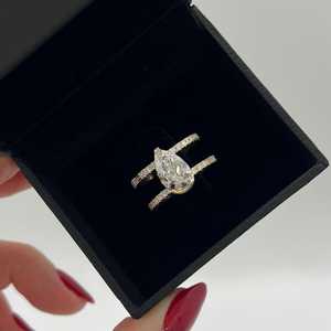 Anillo de Compromiso de Doble Banda, Estilo Art Deco, con Diamantes Baguette, Anillo de Boda Personalizado, Oro Sólido de 10k, 14k, 18k, Diamante Cultivado en Laboratorio, Venta al Por Mayor - Product Image 4