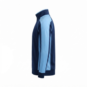 <b>Men's</b> Navy <b>Blue</b> Light <b>Blue</b> Color Blocking Varsity Jacket Full Zip Stand Collar Sporty Style Breathable Windproof Lightweight - Product Image 5
