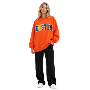 Sudaderas Extra Grandes Personalizadas con Letras de Chenilla para Mujer, Sudaderas con Capucha de Felpa de Algodón Grueso, Moda Casual, Marca Privada OEM/ODM - Product Image 3