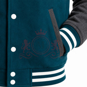 Nouvelle arrivée : veste de style universitaire bleu sarcelle et noir, fermeture à boutons pression, col côtelé, confortable, décontractée, à porter au quotidien - Product Image 6