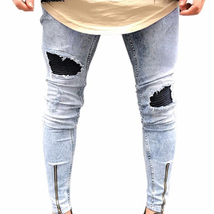 Men's Straight Casual <b>Denim</b> Pants 100% Breathable Eco-Friendly Lightweight <b>Material</b> Solid Color Pattern Elastic Waist Closure - Product Image 3