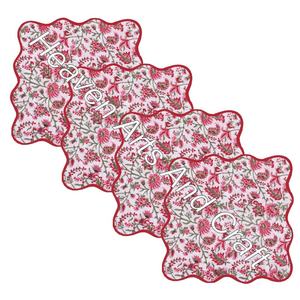 Block Printed Handmade Cotton Table Scallop Napkins Use Home Hotel Stock 100% Cotton Made Quality Table Napkin Hem Stitch Indian - Product Image 1