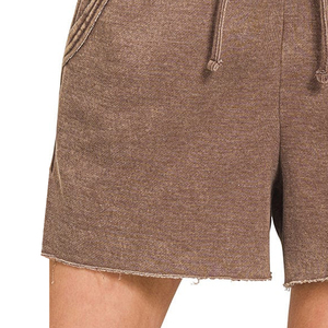 Shorts Casuales de Mujer de Alta Calidad, Nuevo Diseño, Lavado Medio, 100% Algodón, Logotipo Impreso Personalizado, Cordones, Transpirables, Cintura Media - Product Image 5