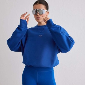 Custom Blank French Terry Crew Neck <b>Sweatshirt</b> Cropped Oversized Raglan Loose Women <b>Yoga</b> Gym Casual Daily Loungewear Workout Top - Product Image 3